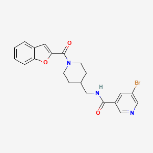 molecular formula C21H20BrN3O3 B2490916 N-((1-(苯并呋喃-2-甲酰)哌啶-4-基)甲基)-5-溴烟酰胺 CAS No. 1797647-94-9
