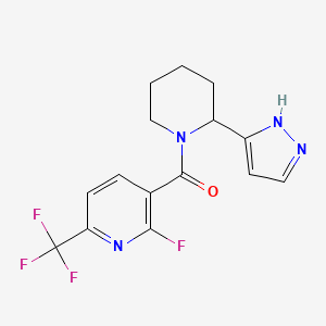 [2-Fluoro-6-(trifluoromethyl)pyridin-3-yl]-[2-(1H-pyrazol-5-yl)piperidin-1-yl]methanone