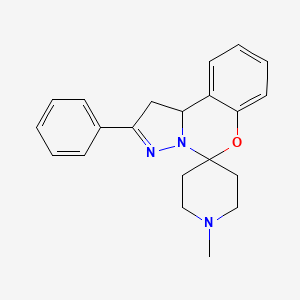 molecular formula C21H23N3O B2490920 1'-Methyl-2-phenyl-1,10b-dihydrospiro[benzo[e]pyrazolo[1,5-c][1,3]oxazine-5,4'-piperidine] CAS No. 374771-85-4