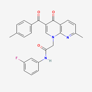 molecular formula C25H20FN3O3 B2490924 N-(3-氟苯基)-2-(7-甲基-3-(4-甲基苯甲酰)-4-氧代-1,8-萘酮-1(4H)-基)乙酰胺 CAS No. 894908-03-3