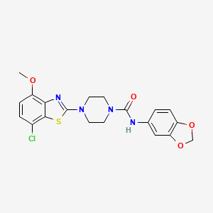 molecular formula C20H19ClN4O4S B2490927 N-(benzo[d][1,3]dioxol-5-yl)-4-(7-chloro-4-methoxybenzo[d]thiazol-2-yl)piperazine-1-carboxamide CAS No. 1206986-87-9
