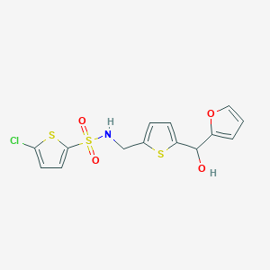 molecular formula C14H12ClNO4S3 B2490928 5-chloro-N-((5-(furan-2-yl(hydroxy)methyl)thiophen-2-yl)methyl)thiophene-2-sulfonamide CAS No. 1798618-47-9