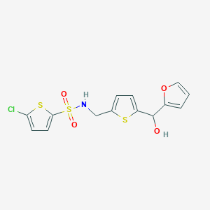 molecular formula C14H12ClNO4S3 B2490928 5-氯-N-((5-(呋喃-2-基(羟基)甲基)噻吩-2-基)甲基)噻吩-2-磺酰胺 CAS No. 1798618-47-9