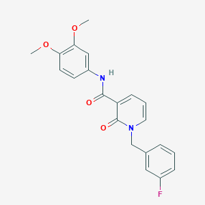 molecular formula C21H19FN2O4 B2490939 N-(3,4-dimethoxyphenyl)-1-(3-fluorobenzyl)-2-oxo-1,2-dihydropyridine-3-carboxamide CAS No. 1005299-91-1