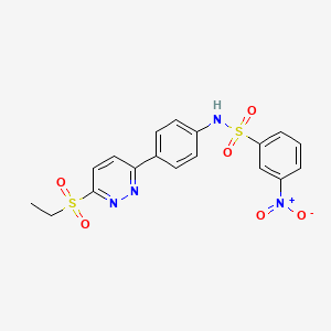 molecular formula C18H16N4O6S2 B2490946 N-(4-(6-(乙基磺酰)吡啶-3-基)苯基)-3-硝基苯基磺酰胺 CAS No. 921815-72-7