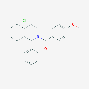 molecular formula C23H26ClNO2 B2490955 4a-Chloro-2-(4-methoxybenzoyl)-1-phenyl-decahydroisoquinoline CAS No. 1005045-37-3