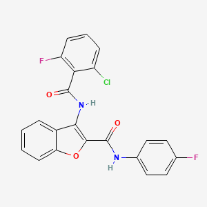 molecular formula C22H13ClF2N2O3 B2490962 3-(2-氯-6-氟苯甲酰胺基)-N-(4-氟苯基)苯并呋喃-2-甲酰胺 CAS No. 887884-87-9