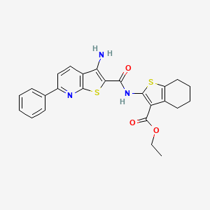 molecular formula C25H23N3O3S2 B2490970 Ethyl 2-(3-amino-6-phenylthieno[2,3-b]pyridine-2-carboxamido)-4,5,6,7-tetrahydrobenzo[b]thiophene-3-carboxylate CAS No. 923173-60-8