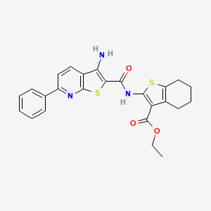 molecular formula C25H23N3O3S2 B2490970 2-(3-氨基-6-苯基噻吩并[2,3-b]吡啶-2-甲酰胺)-4,5,6,7-四氢苯并[b]噻吩-3-羧酸乙酯 CAS No. 923173-60-8