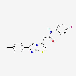 molecular formula C20H16FN3OS B2490973 N-(4-氟苯基)-2-(6-(对甲苯基)咪唑并[2,1-b]噻唑-3-基)乙酰胺 CAS No. 897463-22-8