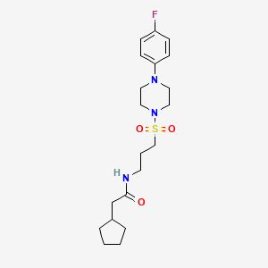 2-cyclopentyl-N-(3-((4-(4-fluorophenyl)piperazin-1-yl)sulfonyl)propyl)acetamide