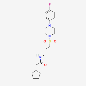 molecular formula C20H30FN3O3S B2490975 2-ciclopentil-N-(3-((4-(4-fluorofenil)piperazin-1-il)sulfonil)propil)acetamida CAS No. 1049342-52-0