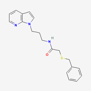 molecular formula C19H21N3OS B2490981 N-(3-(1H-pyrrolo[2,3-b]pyridin-1-yl)propyl)-2-(benzylthio)acetamide CAS No. 1787914-40-2