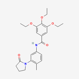 molecular formula C24H30N2O5 B2490996 3,4,5-triethoxy-N-[4-methyl-3-(2-oxopyrrolidin-1-yl)phenyl]benzamide CAS No. 941889-82-3