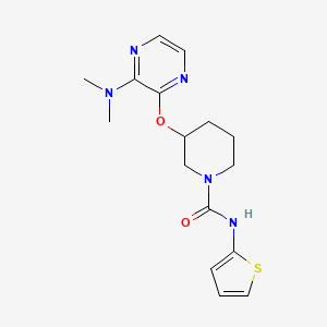 molecular formula C16H21N5O2S B2491002 3-((3-(dimethylamino)pyrazin-2-yl)oxy)-N-(thiophen-2-yl)piperidine-1-carboxamide CAS No. 2034439-89-7