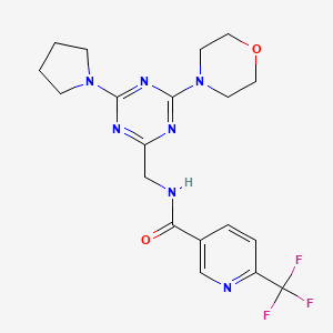 molecular formula C19H22F3N7O2 B2491005 N-((4-morpholino-6-(pyrrolidin-1-yl)-1,3,5-triazin-2-yl)methyl)-6-(trifluoromethyl)nicotinamide CAS No. 2034543-99-0