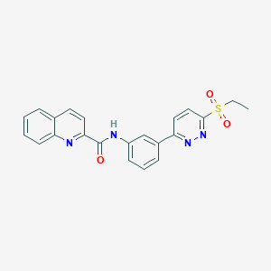 molecular formula C22H18N4O3S B2491010 N-(3-(6-(ethylsulfonyl)pyridazin-3-yl)phenyl)quinoline-2-carboxamide CAS No. 897614-68-5