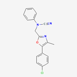molecular formula C18H14ClN3O B2491012 N-{[5-(4-chlorophenyl)-4-methyl-1,3-oxazol-2-yl]methyl}-N-cyanoaniline CAS No. 1808446-52-7
