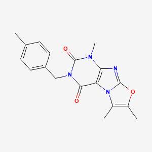 molecular formula C18H18N4O3 B2491018 1,6,7-trimethyl-3-(4-methylbenzyl)oxazolo[2,3-f]purine-2,4(1H,3H)-dione CAS No. 899751-56-5