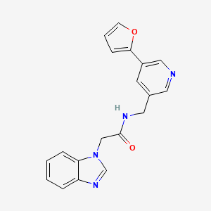 2-(1H-benzo[d]imidazol-1-yl)-N-((5-(furan-2-yl)pyridin-3-yl)methyl)acetamide