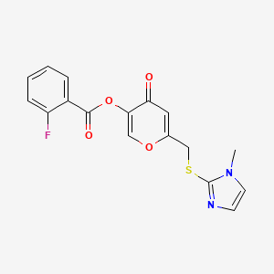 6-(((1-methyl-1H-imidazol-2-yl)thio)methyl)-4-oxo-4H-pyran-3-yl 2-fluorobenzoate