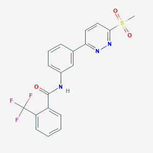 molecular formula C19H14F3N3O3S B2491040 N-(3-(6-(methylsulfonyl)pyridazin-3-yl)phenyl)-2-(trifluoromethyl)benzamide CAS No. 897614-25-4