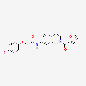 molecular formula C22H19FN2O4 B2491050 2-(4-fluorophenoxy)-N-(2-(furan-2-carbonyl)-1,2,3,4-tetrahydroisoquinolin-7-yl)acetamide CAS No. 955639-84-6