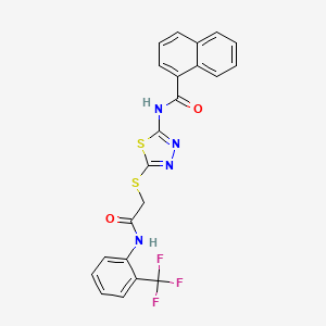 molecular formula C22H15F3N4O2S2 B2491056 N-[5-[2-oxo-2-[2-(trifluoromethyl)anilino]ethyl]sulfanyl-1,3,4-thiadiazol-2-yl]naphthalene-1-carboxamide CAS No. 392297-30-2