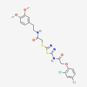 molecular formula C22H22Cl2N4O5S2 B2491057 2-(2,4-dichlorophenoxy)-N-(5-((2-((3,4-dimethoxyphenethyl)amino)-2-oxoethyl)thio)-1,3,4-thiadiazol-2-yl)acetamide CAS No. 887209-22-5