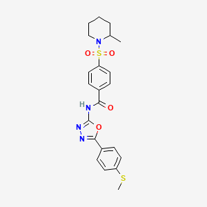 4-((2-methylpiperidin-1-yl)sulfonyl)-N-(5-(4-(methylthio)phenyl)-1,3,4-oxadiazol-2-yl)benzamide