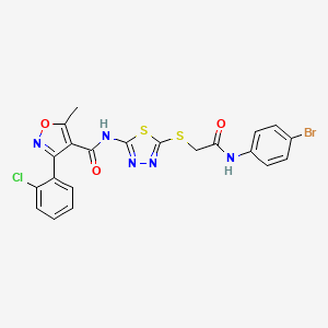molecular formula C21H15BrClN5O3S2 B2491067 N-(5-((2-((4-bromophenyl)amino)-2-oxoethyl)thio)-1,3,4-thiadiazol-2-yl)-3-(2-chlorophenyl)-5-methylisoxazole-4-carboxamide CAS No. 391869-36-6