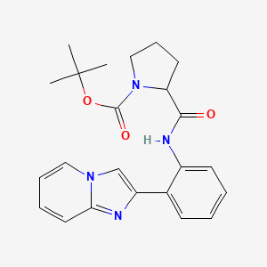 molecular formula C23H26N4O3 B2491071 2-(2-(咪唑[1,2-a]吡啶-2-基)苯基)氨基甲酰基吡咯烷-1-羧酸叔丁酯 CAS No. 2034201-33-5