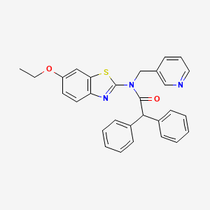 molecular formula C29H25N3O2S B2491073 N-(6-ethoxybenzo[d]thiazol-2-yl)-2,2-diphenyl-N-(pyridin-3-ylmethyl)acetamide CAS No. 922674-17-7