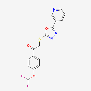 molecular formula C16H11F2N3O3S B2491077 1-(4-(Difluoromethoxy)phenyl)-2-((5-(pyridin-3-yl)-1,3,4-oxadiazol-2-yl)thio)ethanone CAS No. 538336-91-3