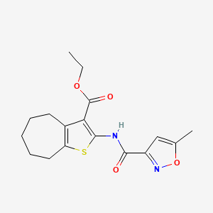 molecular formula C17H20N2O4S B2491088 ethyl 2-(5-methylisoxazole-3-carboxamido)-5,6,7,8-tetrahydro-4H-cyclohepta[b]thiophene-3-carboxylate CAS No. 925639-85-6