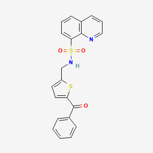 molecular formula C21H16N2O3S2 B2491100 N-[(5-benzoylthiophen-2-yl)methyl]quinoline-8-sulfonamide CAS No. 1797762-12-9