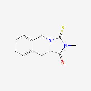 molecular formula C12H12N2OS B2491105 2-methyl-3-thioxo-2,3,10,10a-tetrahydroimidazo[1,5-b]isoquinolin-1(5H)-one CAS No. 133211-47-9