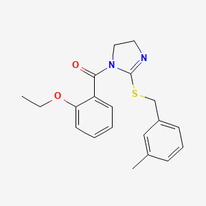 molecular formula C20H22N2O2S B2491114 (2-ethoxyphenyl)(2-((3-methylbenzyl)thio)-4,5-dihydro-1H-imidazol-1-yl)methanone CAS No. 851803-26-4