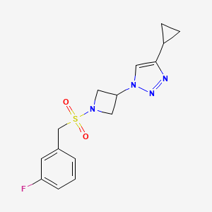 molecular formula C15H17FN4O2S B2491127 4-cyclopropyl-1-(1-((3-fluorobenzyl)sulfonyl)azetidin-3-yl)-1H-1,2,3-triazole CAS No. 2198237-77-1