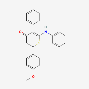 6-anilino-2-(4-methoxyphenyl)-5-phenyl-2,3-dihydro-4H-thiopyran-4-one