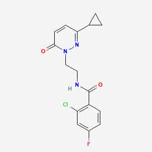 molecular formula C16H15ClFN3O2 B2491147 2-chloro-N-(2-(3-cyclopropyl-6-oxopyridazin-1(6H)-yl)ethyl)-4-fluorobenzamide CAS No. 2034563-42-1