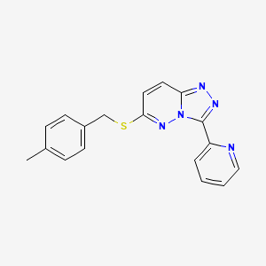 molecular formula C18H15N5S B2491149 6-[(4-甲基苯基)甲硫基]-3-吡啶-2-基-[1,2,4]三唑并[4,3-b]吡啶嗪 CAS No. 868968-02-9