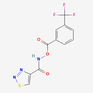 molecular formula C11H6F3N3O3S B2491158 N-{[3-(trifluoromethyl)benzoyl]oxy}-1,2,3-thiadiazole-4-carboxamide CAS No. 341965-58-0