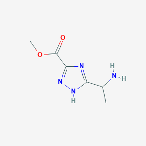 molecular formula C6H10N4O2 B2491160 Methyl 5-(1-aminoethyl)-1H-1,2,4-triazole-3-carboxylate CAS No. 1785505-95-4