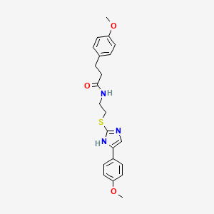 molecular formula C22H25N3O3S B2491161 3-(4-甲氧基苯基)-N-(2-((5-(4-甲氧基苯基)-1H-咪唑-2-基)硫基)乙基)丙酰胺 CAS No. 897455-44-6