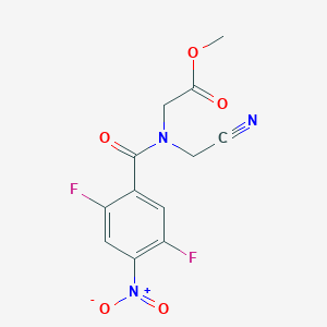 molecular formula C12H9F2N3O5 B2491162 methyl 2-[N-(cyanomethyl)-1-(2,5-difluoro-4-nitrophenyl)formamido]acetate CAS No. 1797156-59-2