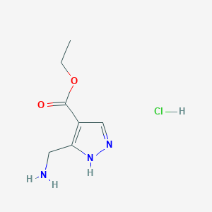 molecular formula C7H12ClN3O2 B2491164 ethyl 3-(aminomethyl)-1H-pyrazole-4-carboxylate hydrochloride CAS No. 2177257-49-5
