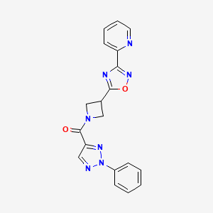molecular formula C19H15N7O2 B2491176 (2-phenyl-2H-1,2,3-triazol-4-yl)(3-(3-(pyridin-2-yl)-1,2,4-oxadiazol-5-yl)azetidin-1-yl)methanone CAS No. 1251685-72-9