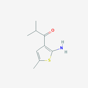 molecular formula C9H13NOS B2491178 1-(2-Amino-5-methylthiophen-3-yl)-2-methylpropan-1-one CAS No. 1494004-17-9