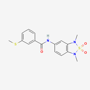 molecular formula C16H17N3O3S2 B2491183 N-(1,3-dimethyl-2,2-dioxido-1,3-dihydrobenzo[c][1,2,5]thiadiazol-5-yl)-3-(methylthio)benzamide CAS No. 2034338-12-8